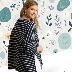 NEW!!! AMERICAN EAGLE NAVY & WHITE CREW NECK WAFFLE SWEATSHIRT - SIZE L